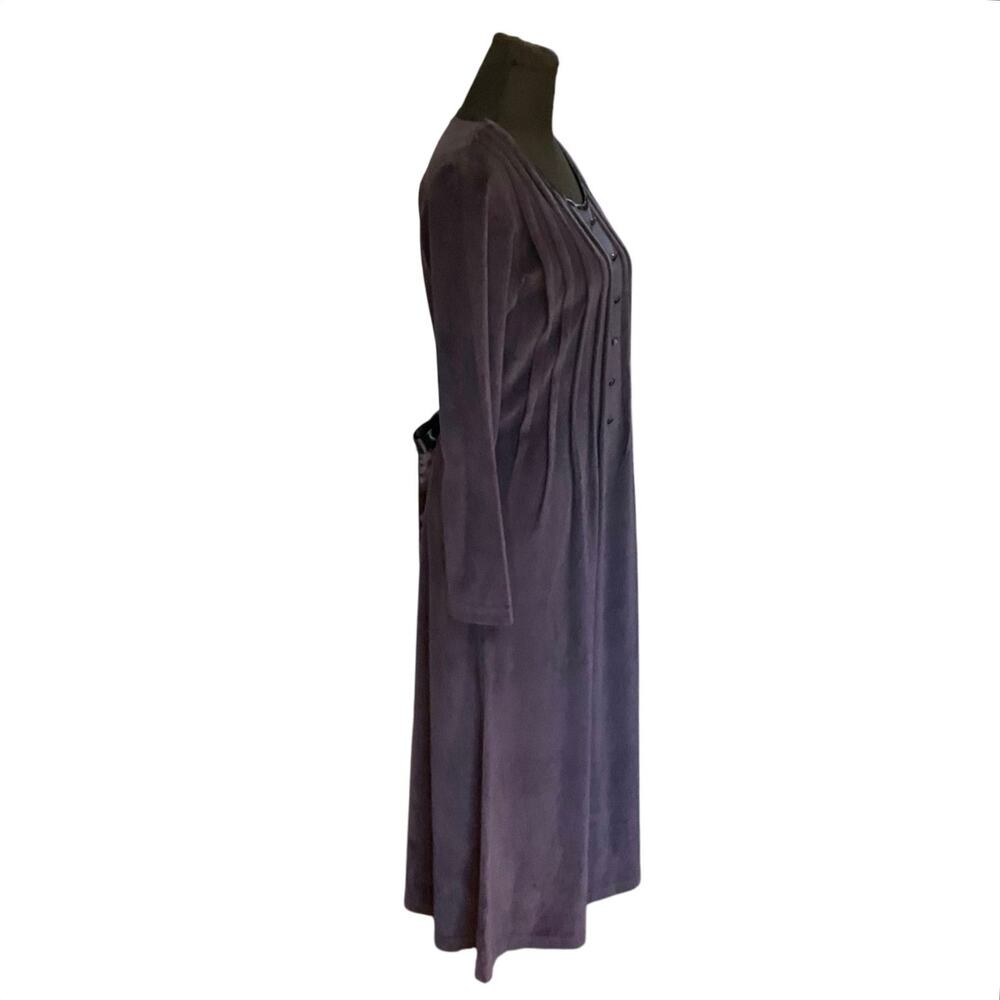 Vintage Fads Crushed Velvet Midi Dress Women’s PM Navy Blue Long Sleeve 90s - Picture 3 of 8